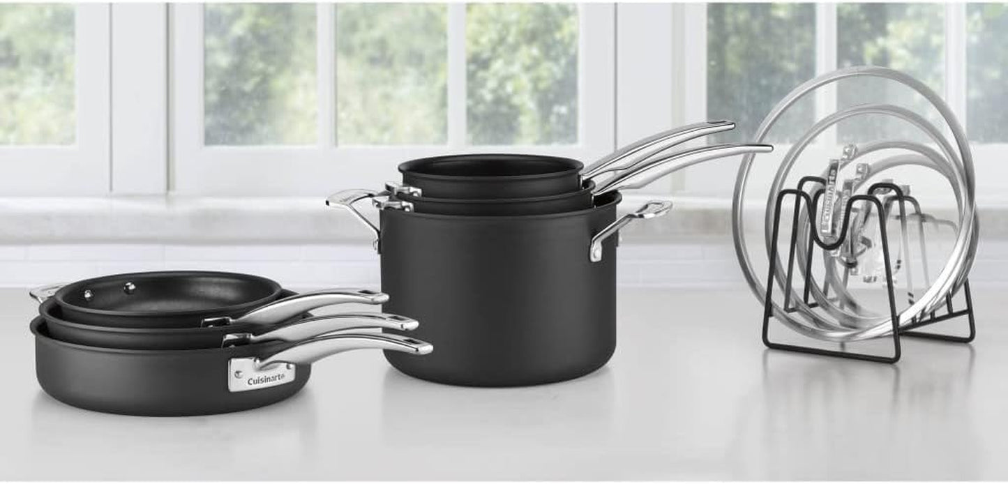 CUISINART N61-11 Nonstick Hard-Anodized Nesting Cookware Set, 11 Piece, Black