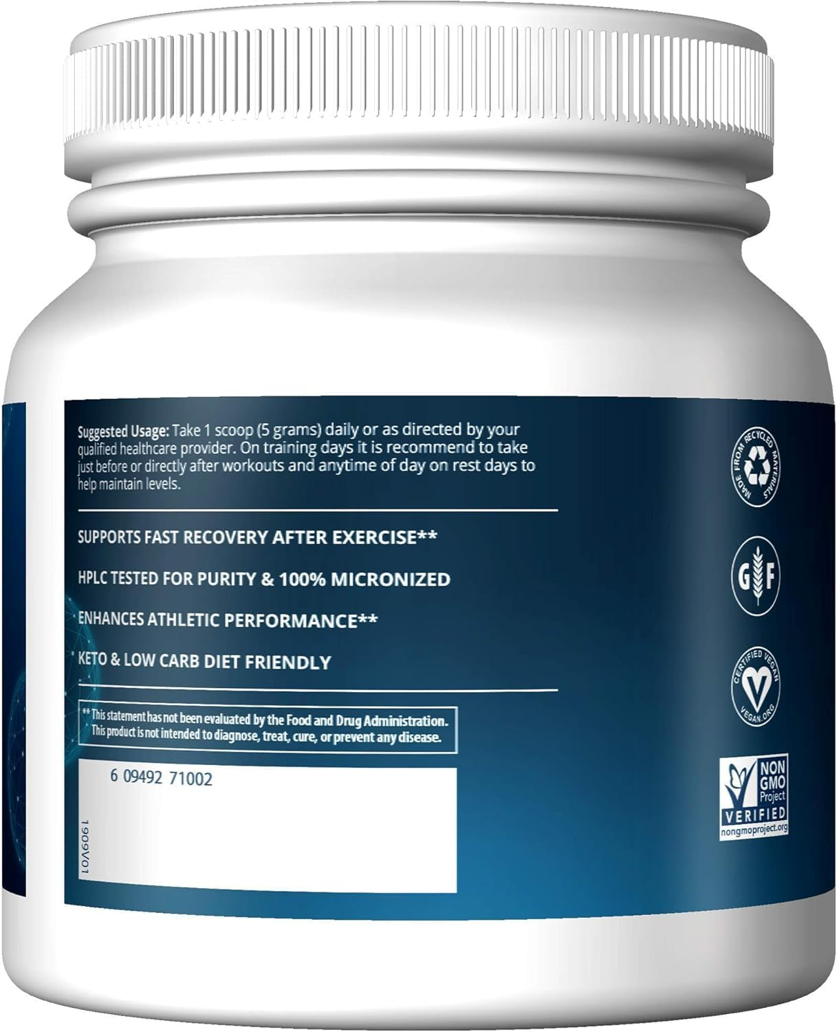 MRM Nutrition Creatine Monohydrate 500 | 100% Micronized | Amino Acids | Muscle Recovery + Energy Production | Keto + Low-Carb Friendly | Performance Powder | 100 Servings