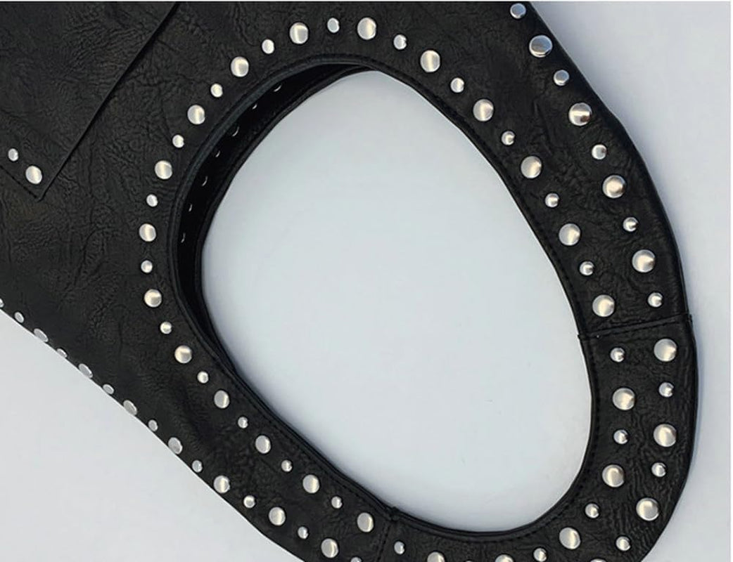 Y2K Crescent Hobo Bags Women 90S Trendy Studded Shoulder Satchels Crossbody Purse PU Leather Punk Underarm Tote Handbag