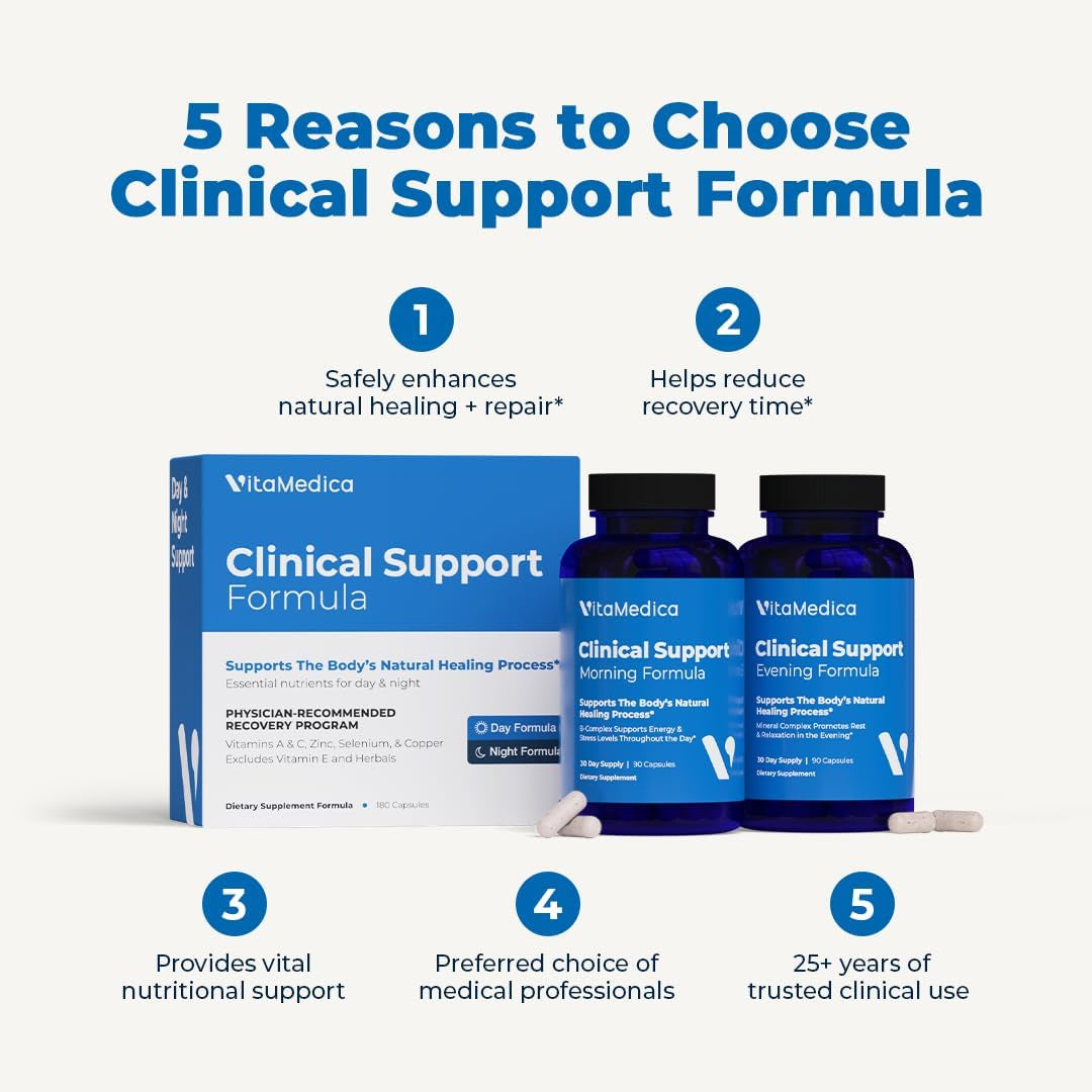 Vitamedica | Clinical Support Formula | Promotes Collagen & Wound Healing | Vitamin C, D, & a to Support Healthy Immune Function | Zinc + Selenium | Vitamin B | Multivitamin for Women & Men