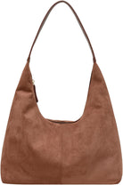Suede Leather Hobo Bags for Women- Slouchy Tote Bag Brown Suede Fall Bag Hobo Shoulder Purse with Zipper