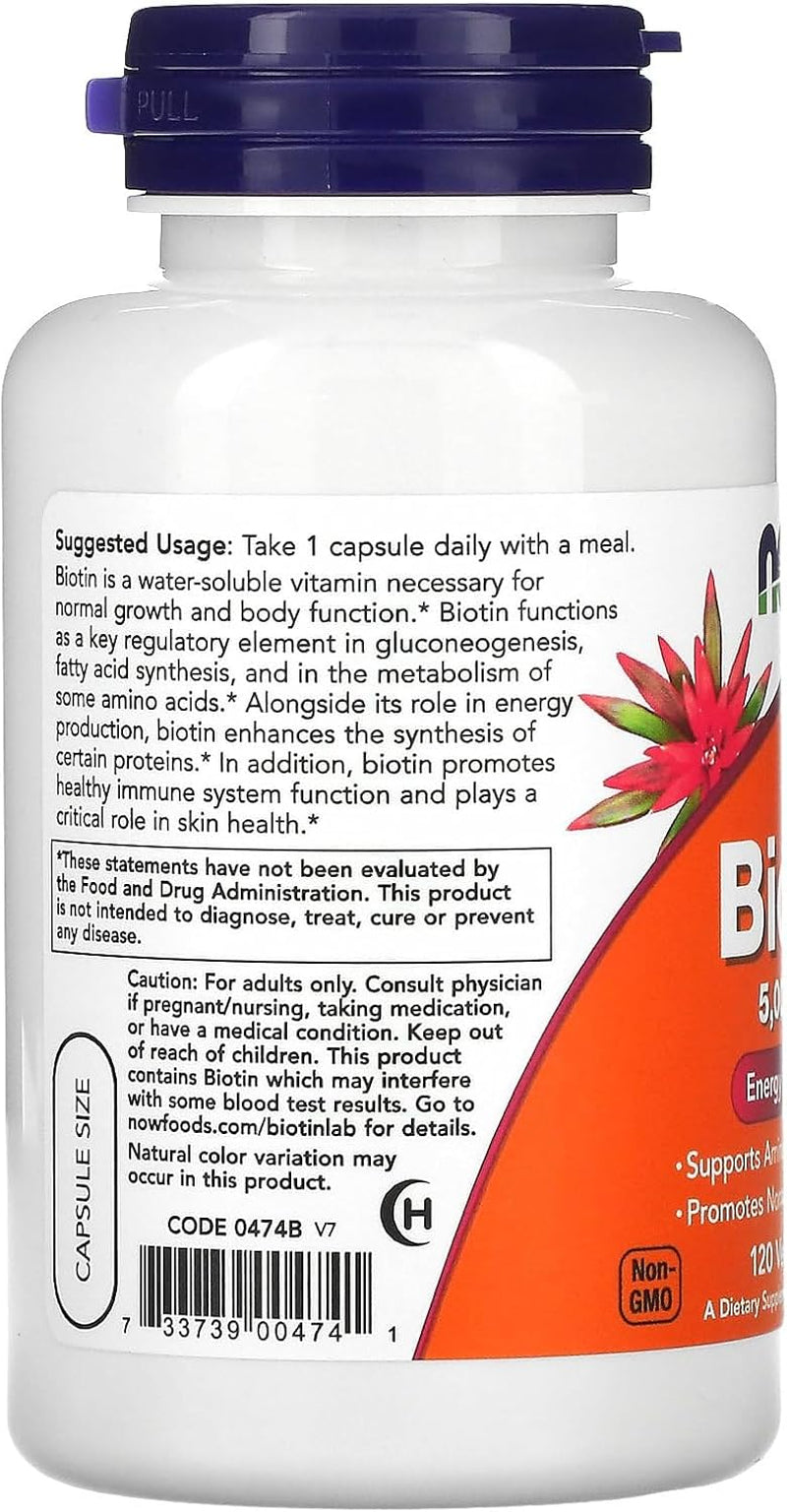 Now Foods Biotin 5 MG Vegetarian Capsules, 120 Count