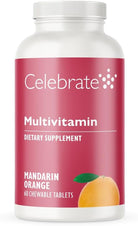 Celebrate Vitamins Bariatric Multivitamin Chewable, Iron Free - Post Gastric Bypass & Sleeve Gastrectomy Supplement for Men & Women - Essential Minerals & Vitamin A, B, D & E - Orange (60 Tablets)