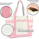 DALIX Flamingo Striped Canvas Tote Bag Premium Cotton