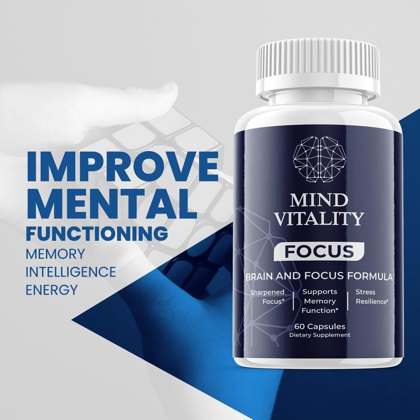 (1 Pack) Mind Vitality Focus Nootropic Supplement - Brain Productivity Support