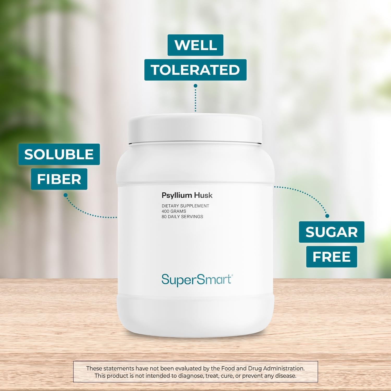 Supersmart - Psyllium Seed Husk - High Soluble Fibers to Support Gastro Intestinal Health | Non-Gmo & Gluten Free - 400G