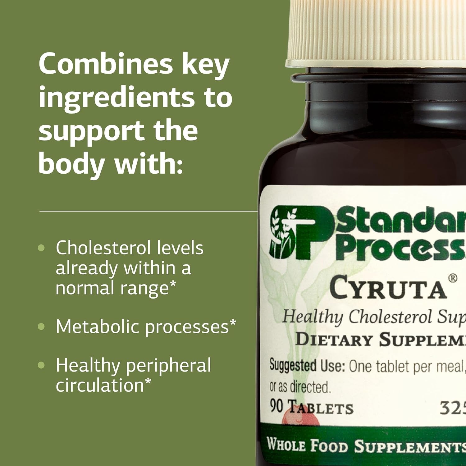 Standard Process Cyruta - Healthy Metabolic Process & Circulation Support Supplement - Healthy Heart Supplement with Organic Buckwheat Flour & Bovine Adrenal Cytosol Extract - 90 Tablets