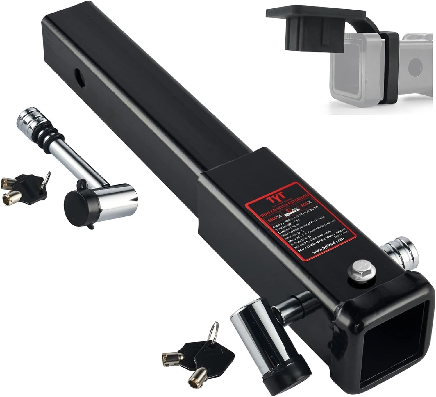 TYT 305 Mm Trailer Hitch Extension for 50.8 Mm Receiver Tube Extender, Tube Exte