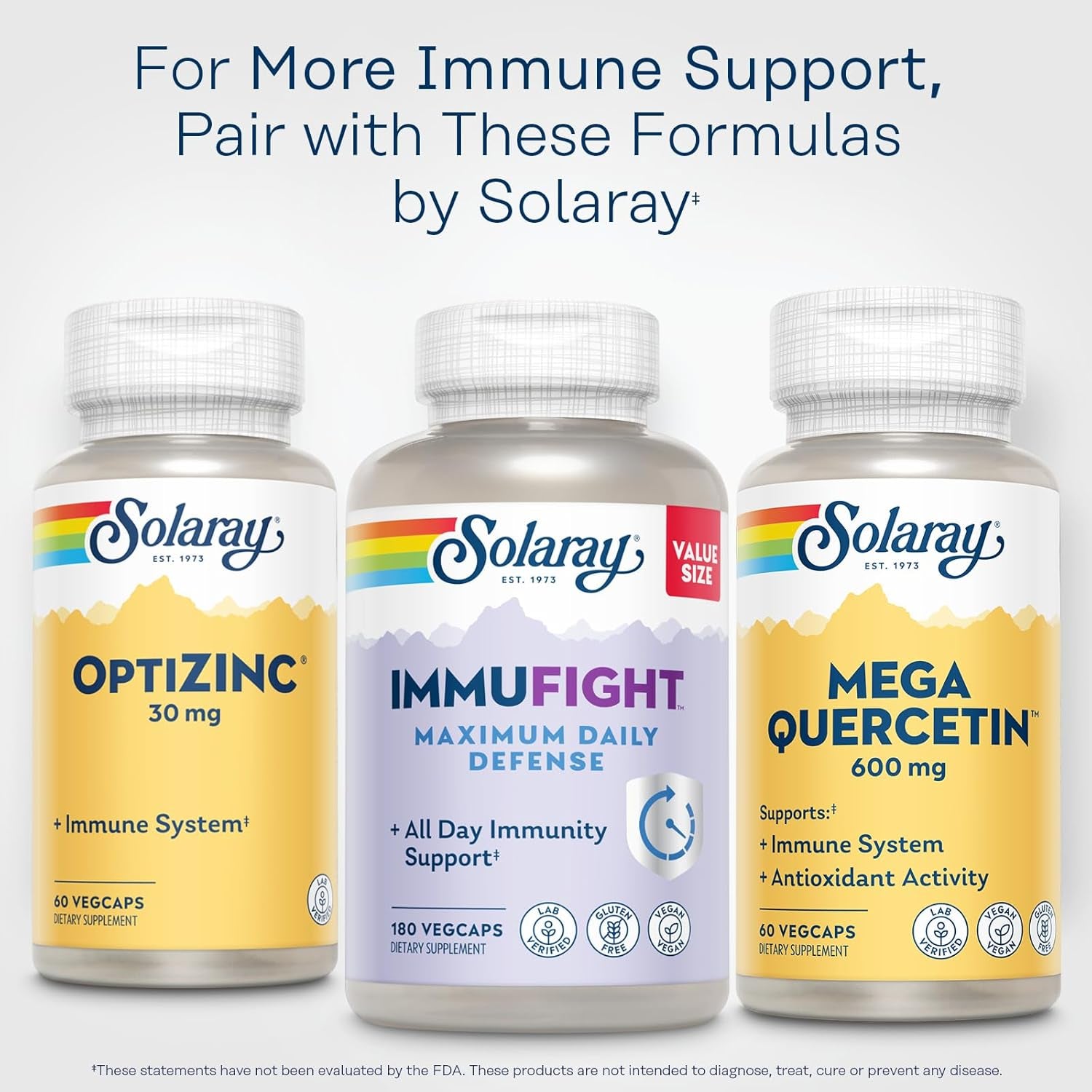 SOLARAY Mega Quercetin with Bromelain, Vitamin C and Bioflavonoids - Antioxidant and Immune Support Supplement, Hearth Health and Blood Pressure Support - Vegan, 60-Day Guarantee, 60 Serv, 60 Vegcaps