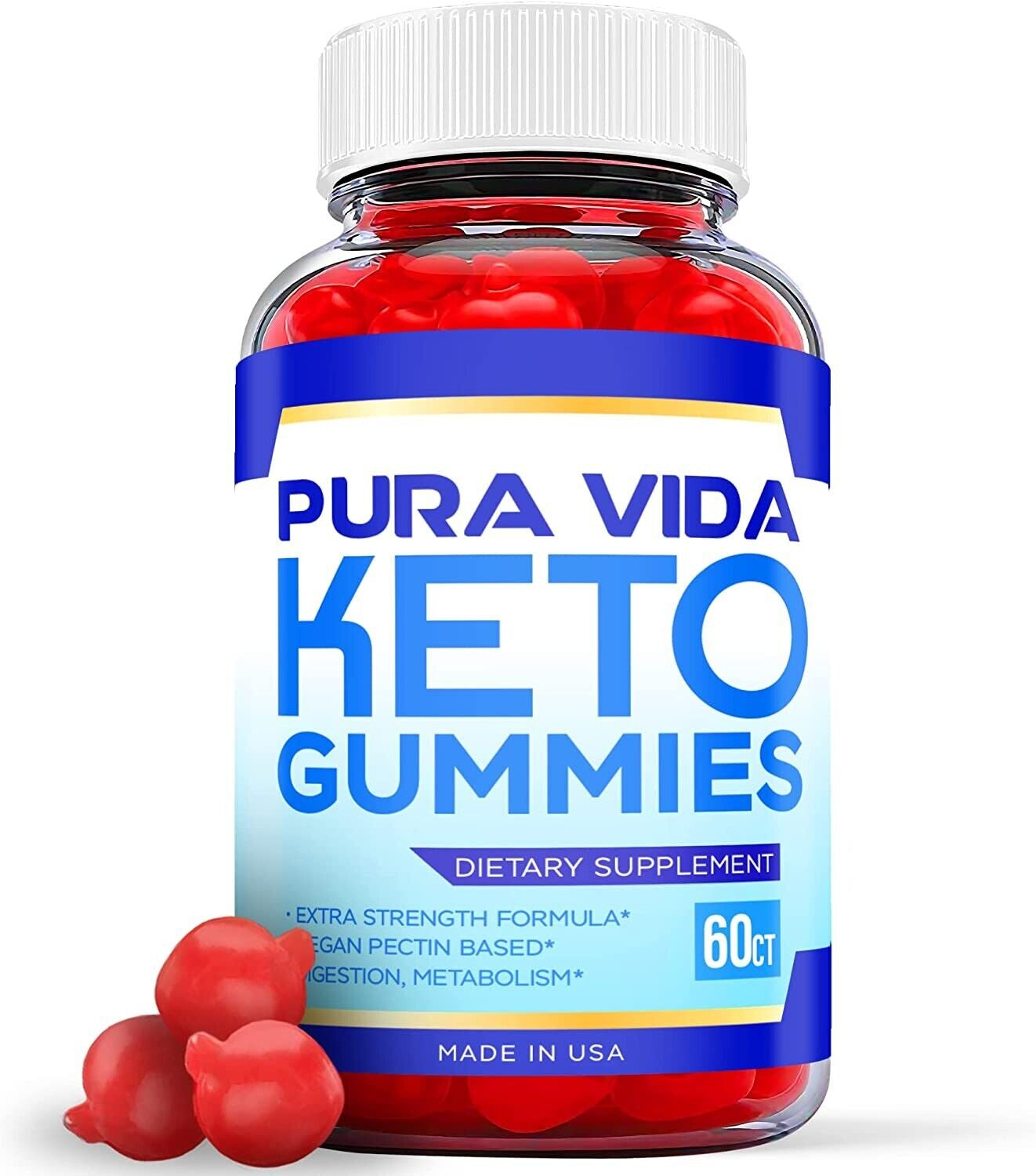 (1 Pack) Pura Vida Keto Gummies-Pura Vida Keto ACV Gummies Weight Loss-60 Gums