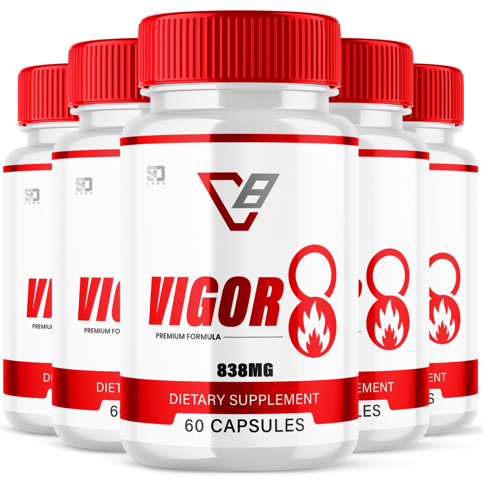 Vigor 8 Advanced Male Health Pills - Enhance Stamina and Endurance (5 Pack)