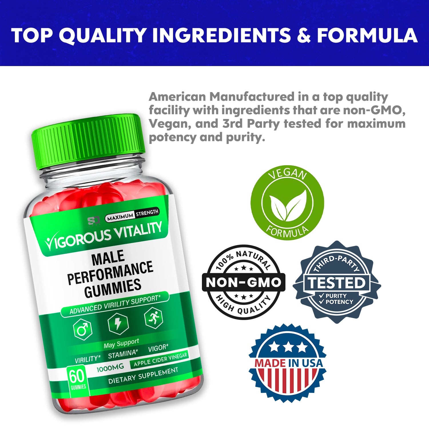 Vigorous Vitality Men'S Formula Gummies Boost Stamina & Endurance 60 Gummies