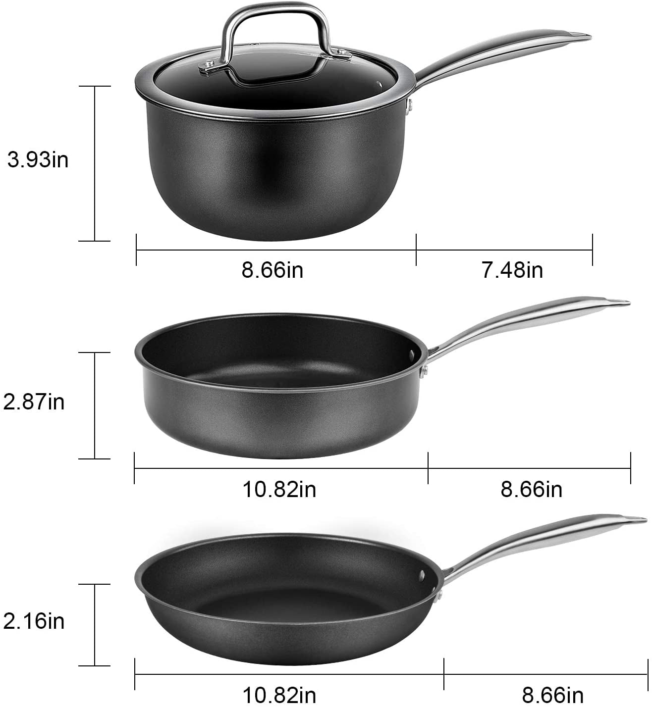 Induction Pots and Pans, Stainless Steel Pots and Pans Set 4Pcs with Lid, Induction Cookware for Oven & Dishwasher Safe by MOMOSTAR