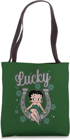 Betty Boop St Patrick'S Day Lucky Horseshoe with Cloves Tote Bag