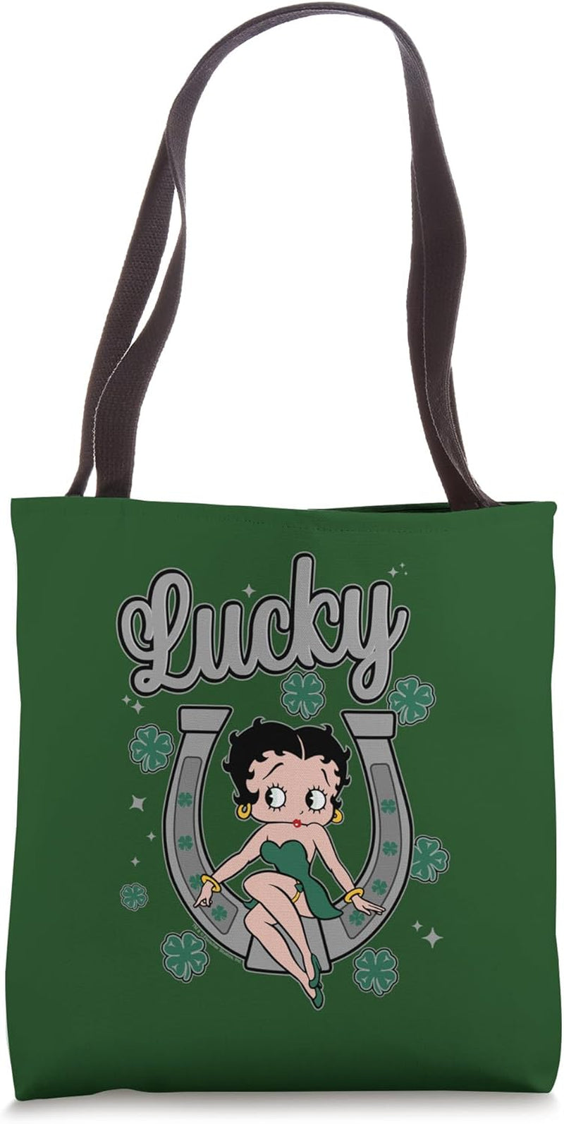 Betty Boop St Patrick'S Day Lucky Horseshoe with Cloves Tote Bag