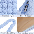 YFGBCX Quilted Tote Bag for Women - Lightweight Puffer Shoulder Bag, Padded Hobo Crossbody with Zip Closure - A07-Light Blue