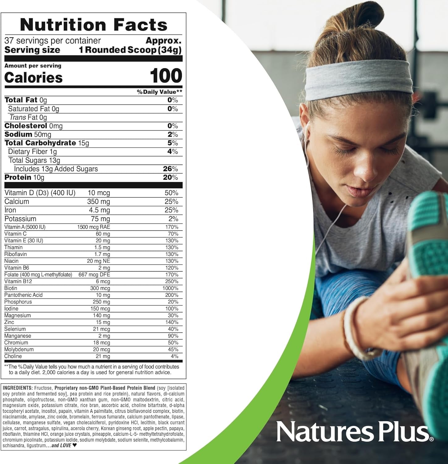 Naturesplus FRUITEIN Banana Orange Creme Shake - 2.8 Lbs - 10 Grams of Plant-Based Protein per Serving - Supports Energy & Immune System - Vegetarian, Gluten Free & Non-Gmo - 37 Servings