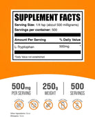 Bulksupplements.Com L-Tryptophan Powder - Tryptophan Supplement, Amino Acid Supplement - Gluten Free, 500Mg per Serving, 250G (8.8 Oz) (Pack of 1)