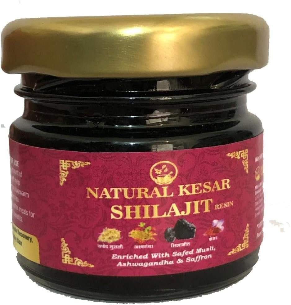 Generic Natural Kesar Shilajit 100% Authentic & Pure Shilajit Resin Pure Enriched with Safed Musli, Ashwagandha & Saffron (.20-Pounds) (Pack of 2)