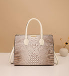 Women'S 3-Piece Crocodile Pattern Handbag Set, Large Capacity Tote with Wallet and Coin Purse, Brown