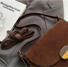 Slouchy Suede Saddle Bag Women Underarm Crescent Shoulder Hobo Bags Satchels Crossbody Purse Trendy Top-Handle Tote Handbag