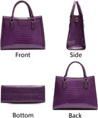 Top-Handle Satchel Tote Purse for Women Gloss Patent PU Crocodile Pattern Shoulder Bag Handbag
