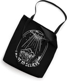 X-Files I Want to Believe UFO over the Woods Line Art Tote Bag