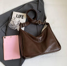 Slouchy PU Leather Hobo Bags Women Underarm Shoulder Bag Trendy Crescent Crossbody Purses College Travel Tote Handbag 2025