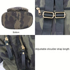Women Nylon Medium Backpack Anti-Theft Fashion Casual Lightweight Travel Shoulder Bag Tote Bag (Camo)