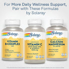 SOLARAY Calcium Magnesium Supplement, Magnesium & Calcium Supplements for Women and Men, 2:1 Ratio, Bone Health & Strength, Vegan, High Absorption, 60-Day Guarantee, 45 Servings, 180 Vegcaps