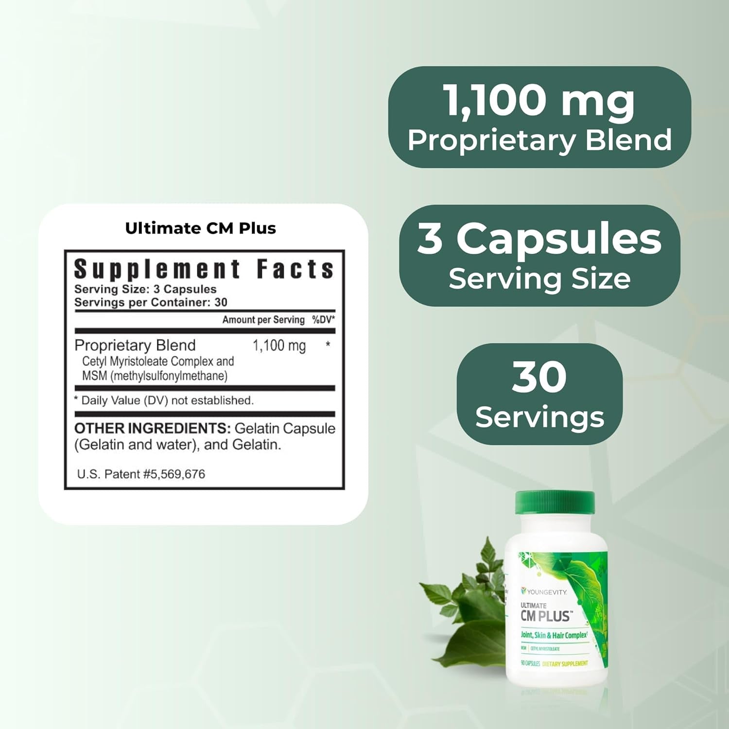 Youngevity Ultimate CM Plus™ - Patented Joint Health Support & Pain Support Supplement MSM & Cetyl Myristoleate - Muscle and Joint Health Cmcomplex - (90 Capsules)