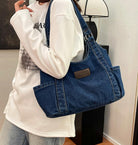 Denim Tote Bag Large Capacity Jean Purses for Women Handbags Soft Shoulder Ladies Purses 2025
