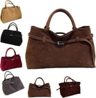 Suede Tote Bag for Women,Women'S Large Capacity Suede Top-Handle Work Hobo Handbag,Vintage Faux Suede Shoulder Satchel