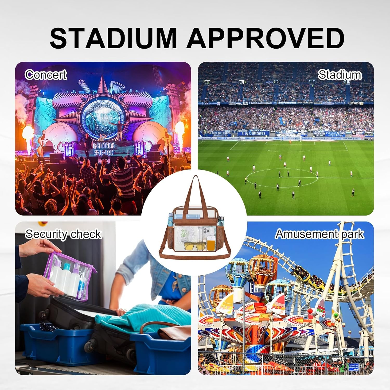 USPECLARE Clear Bag for Stadium Events,Transparent Bag for Work Sports Games Concerts Travel Gym