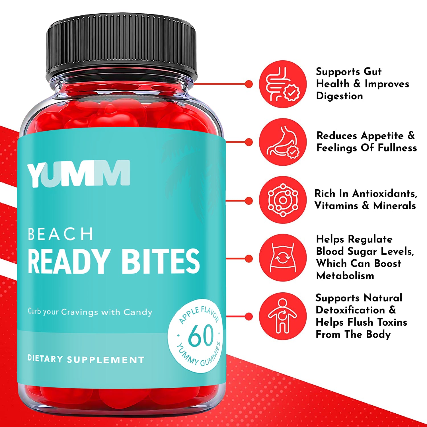 Yumm Beach Ready Bites Gummies - Keto ACV Gummies for Weight Loss (1 Pack)