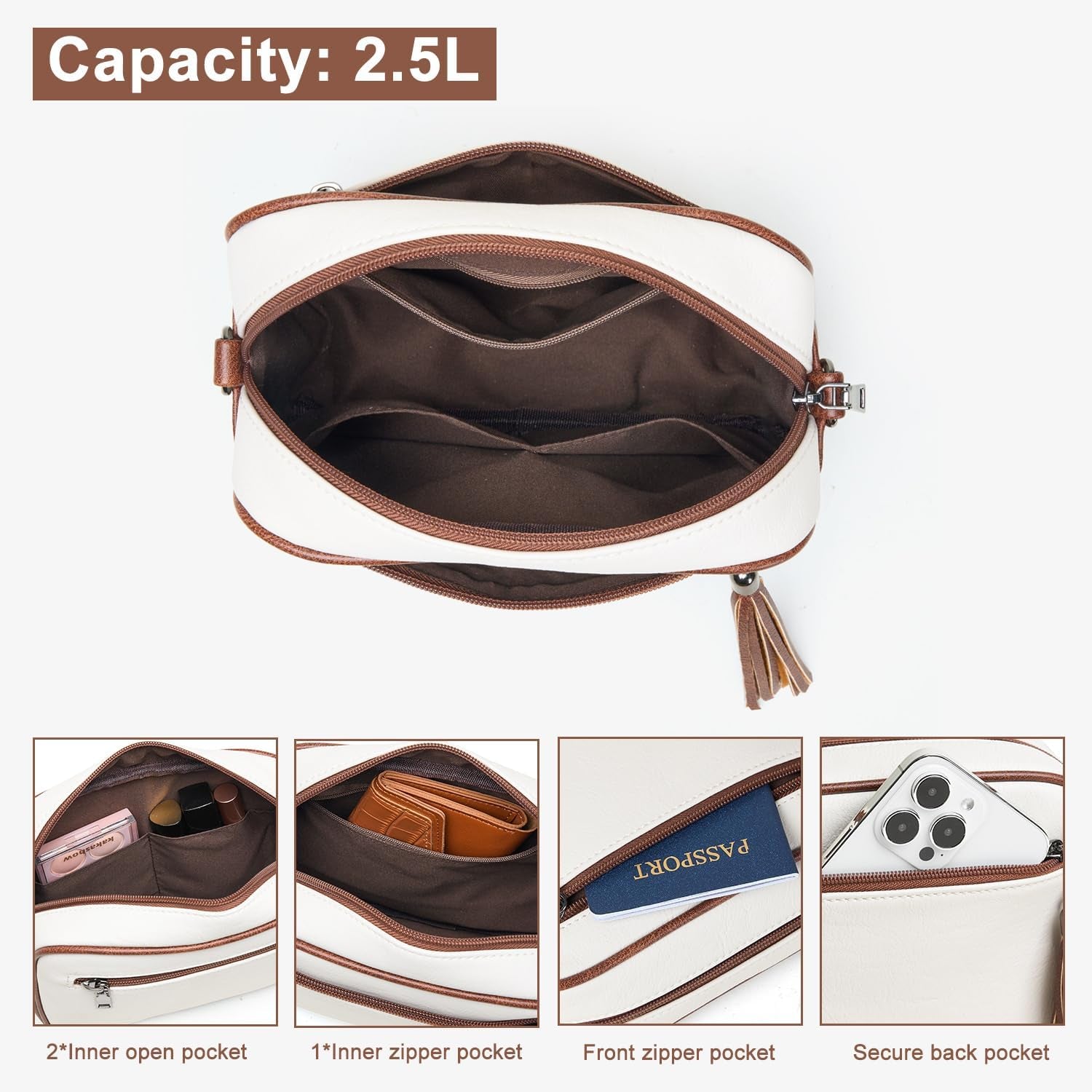 Bluome Small Crossbody Purse for Women – Multi Pocket Travel Purses Crossbody Bag Shoulder Handbags with Adjustable Strap