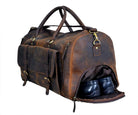 24 Inch Genuine Leather Duffle Bag for Men Travel Overnight Weekender Leather Duffel Bags Sports Gym Duffel for Men and Women Carry on Luggage for Traveling