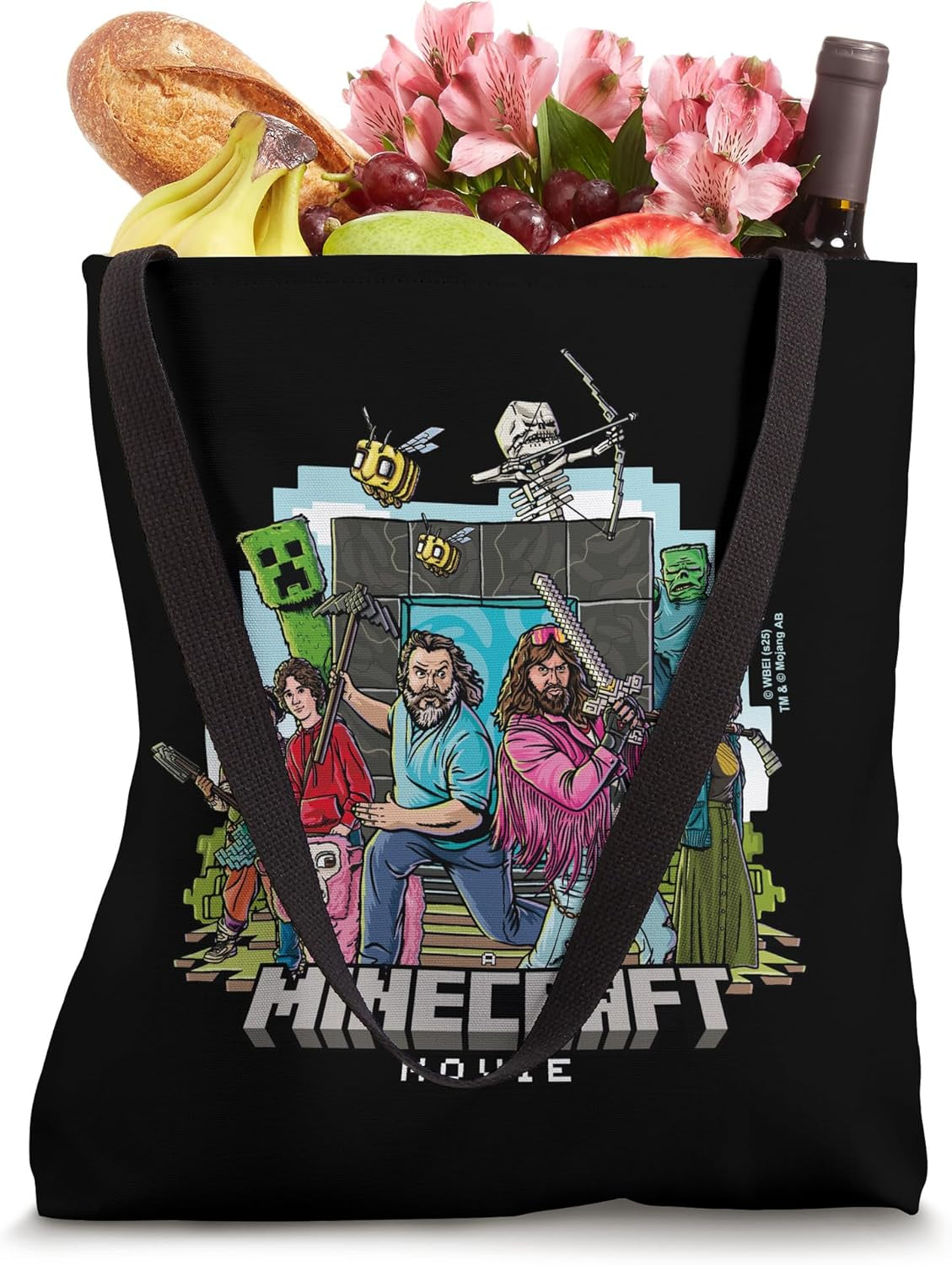 A Minecraft Movie Main Characters Group Shot Cartoon Style Tote Bag
