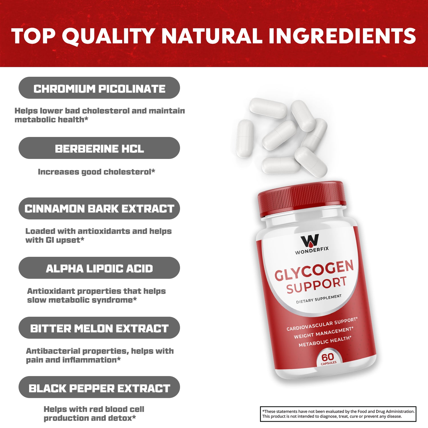 Wonderfix Glycogen Support Blood Pills- Glycogen for Heart Health Official-1Pack