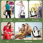 Paterr 12 Pcs Bridesmaid Canvas Tote Bags Bulk for Women Black and White Canvas Bag with Shoulder Strap and Zipper for Wedding Mother Teacher Bride Friend
