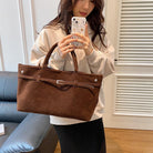 Suede Tote Bag for Women,Women'S Large Capacity Suede Top-Handle Work Hobo Handbag,Vintage Faux Suede Shoulder Satchel