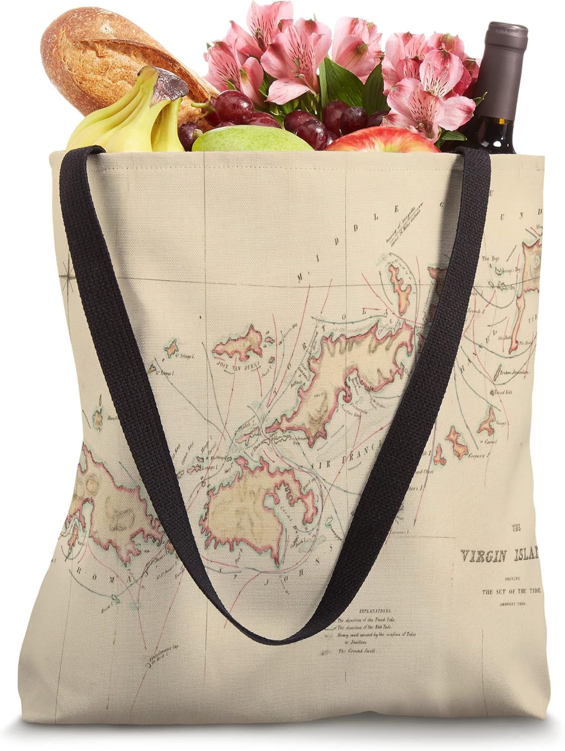 US & British Virgin Islands Map (1835) Tote Bag