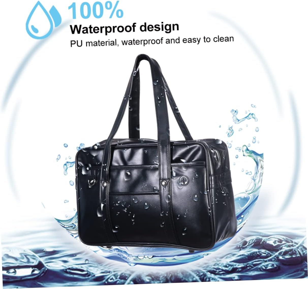 Shoulder PU Commuter Bag Japanese Uniform Briefcase for Men Women Durable Portable Tote with Non Slip Foot Nails and Strong Strap Handle Clean Aesthetic Design