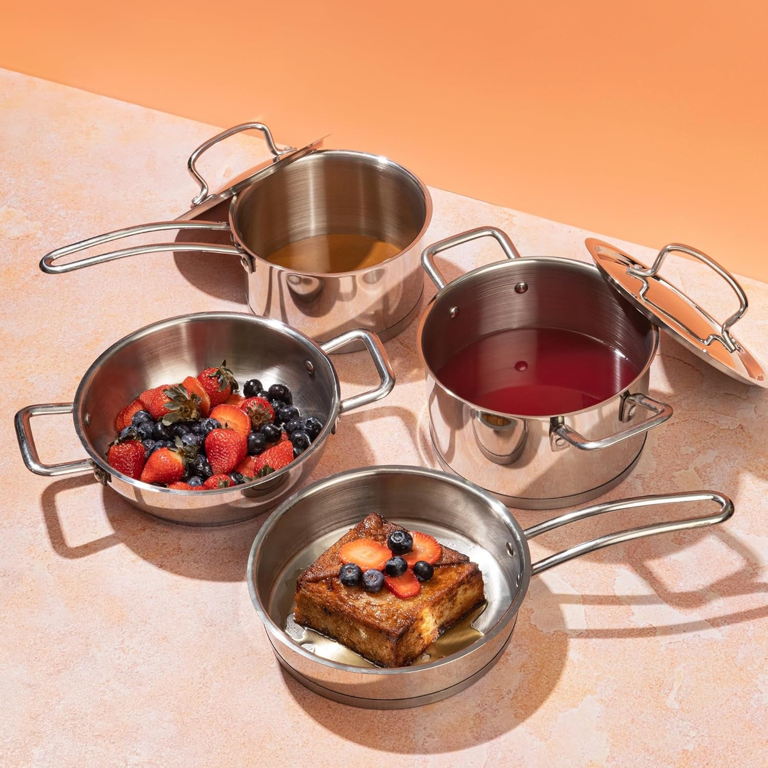 Vinod Classic Deluxe 4 Pcs Stainless Steel Cookware Combo Set Of/Saucepan, Sauc