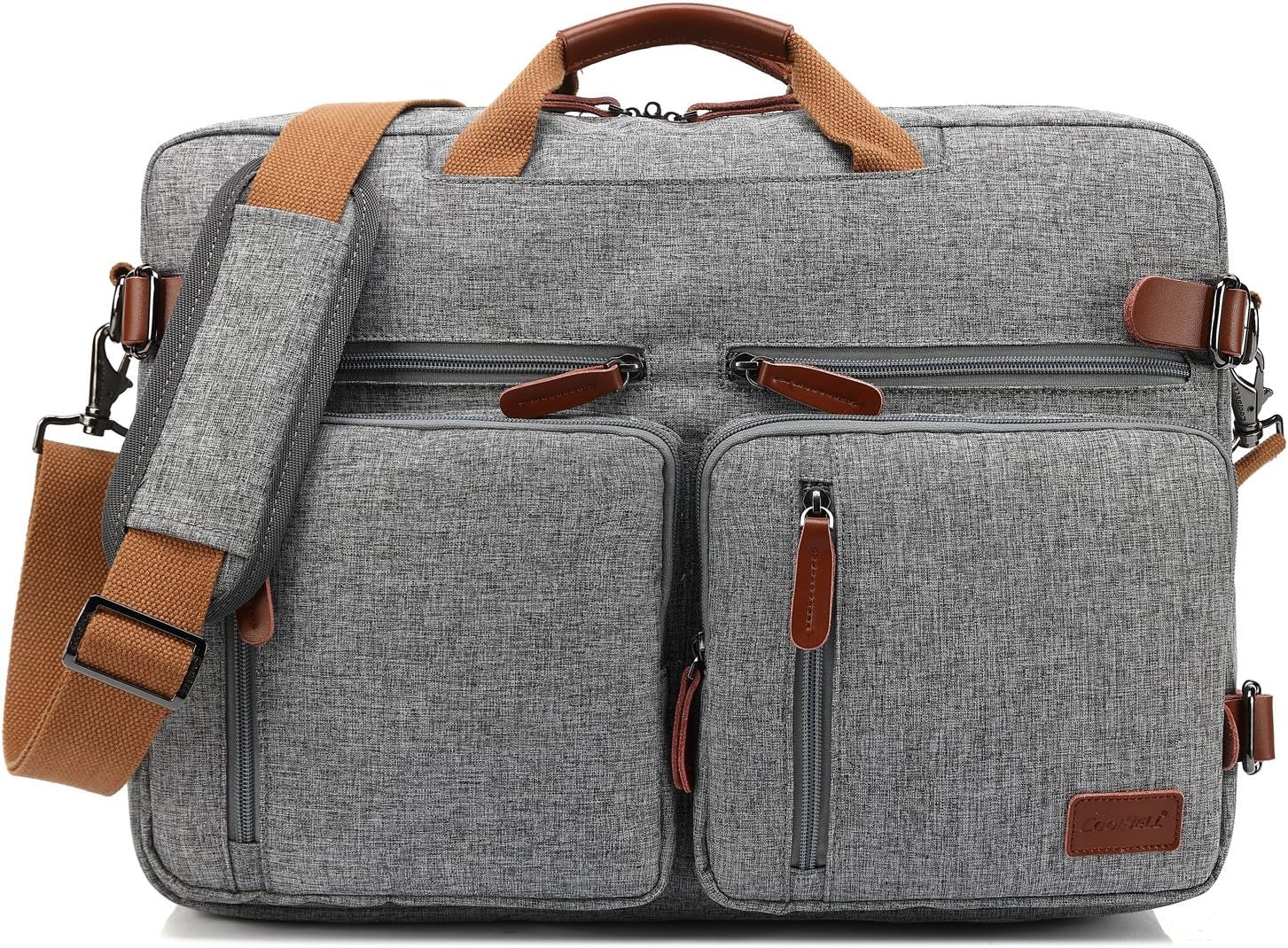 Convertible Backpack Messenger Shoulder Bag Laptop Case Handbag Business Briefcase Multi-Functional Travel Rucksack Fits 17.3 Inch Laptop for Men/Women (Grey)