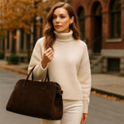 [15 In] Suede Tote Bag for Women Large Retro Top Handle Shoulder Handbag Leather Work Tote Bags for Office Travel