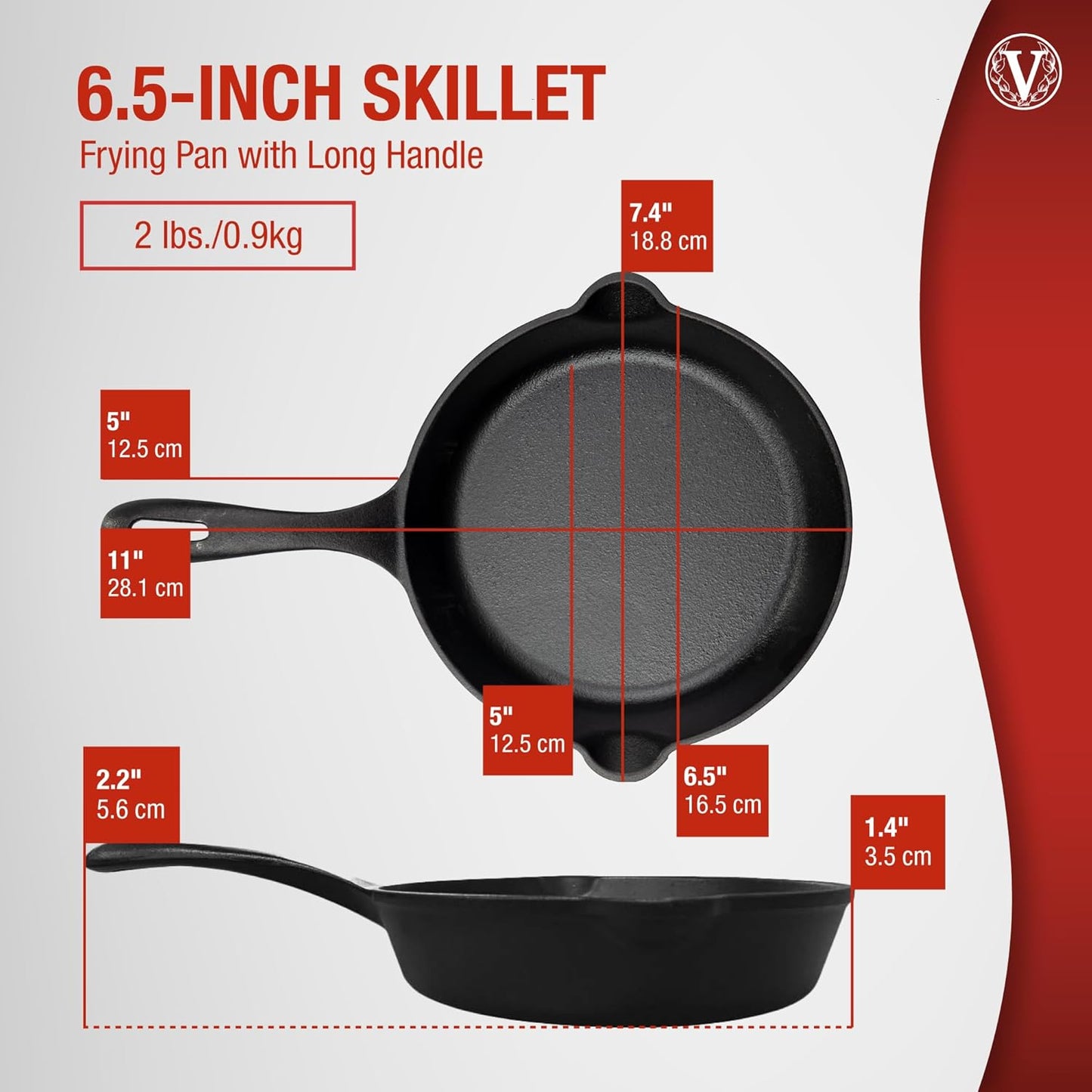 Victoria 6.5 Inch Mini Cast Iron Skillet. Small Frying Pan,Seasoned with 100% Kosher Certified Non-Gmo Flaxseed Oil (SKL-206)