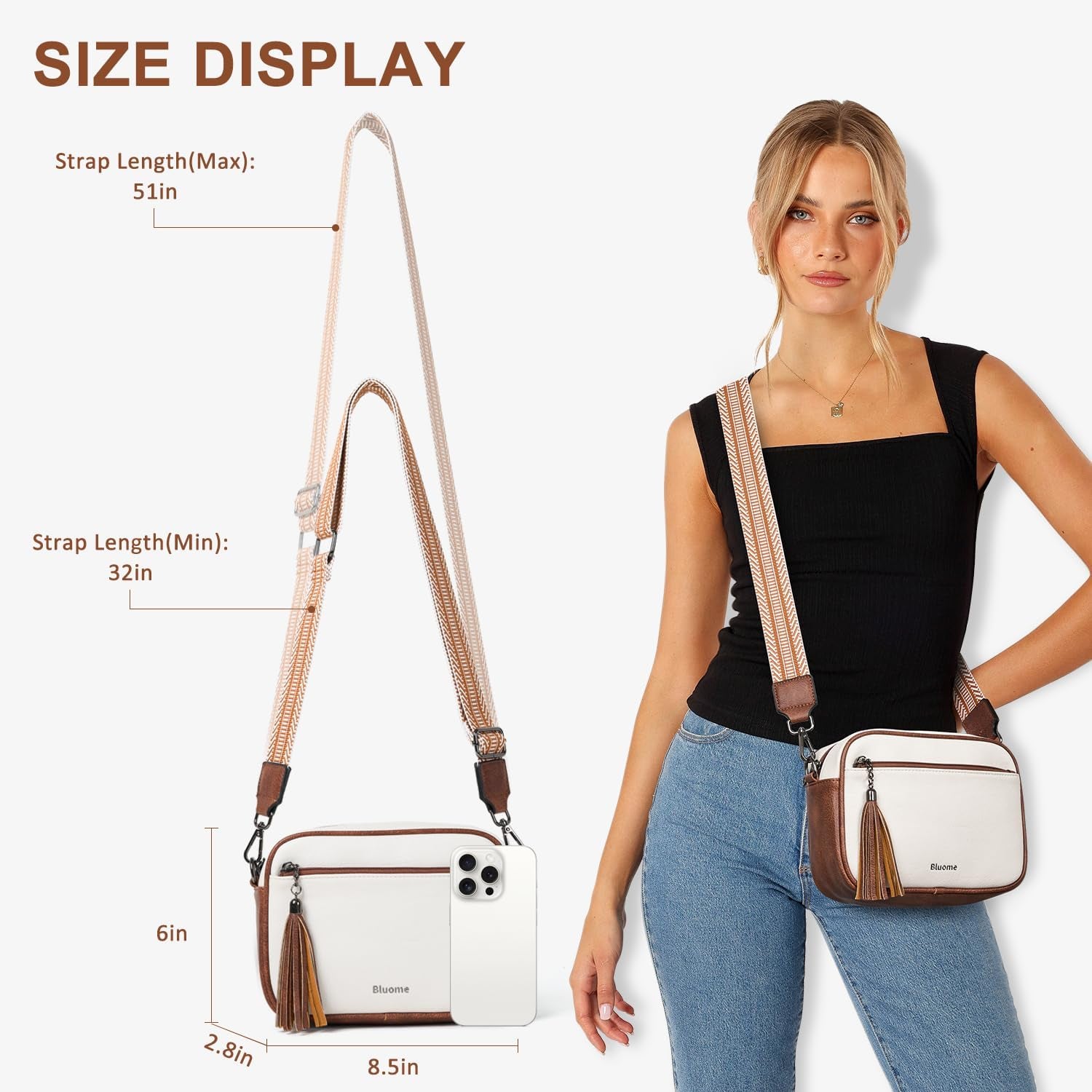 Bluome Small Crossbody Purse for Women – Multi Pocket Travel Purses Crossbody Bag Shoulder Handbags with Adjustable Strap