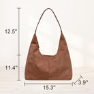 Suede Tote Bag Women Fall Winter Vintage Casual Handbag PU Strap Zip Slip Pocket Matte Shoulder Bag
