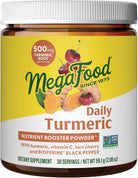 Megafood Daily Turmeric Nutrient Booster Powder - Turmeric Supplement -With Black Pepper Extract, Tart Cherry & Vitamin C - Vegan - Made without 9 Food Allergens - 2.08 Oz (30 Servings)
